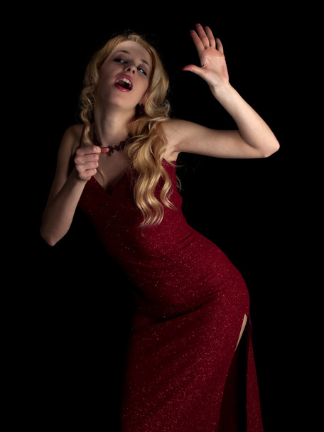 Hot blondie singing - Valokuva, kuva