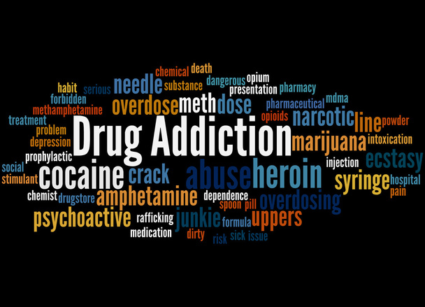 Drug addiction, word cloud concept 2 - Photo, Image