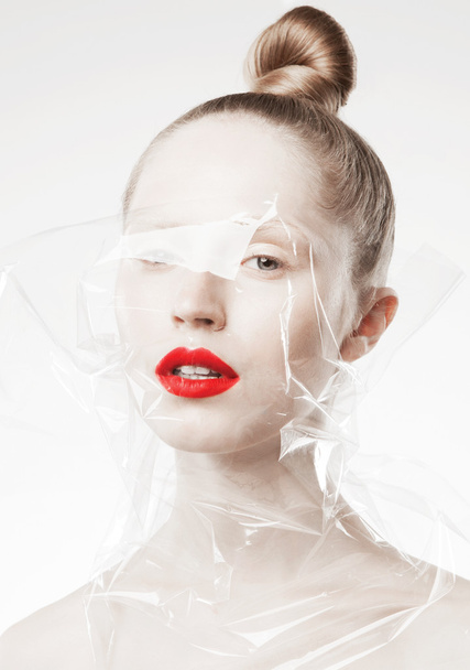 woman model with red lips	 - Фото, зображення