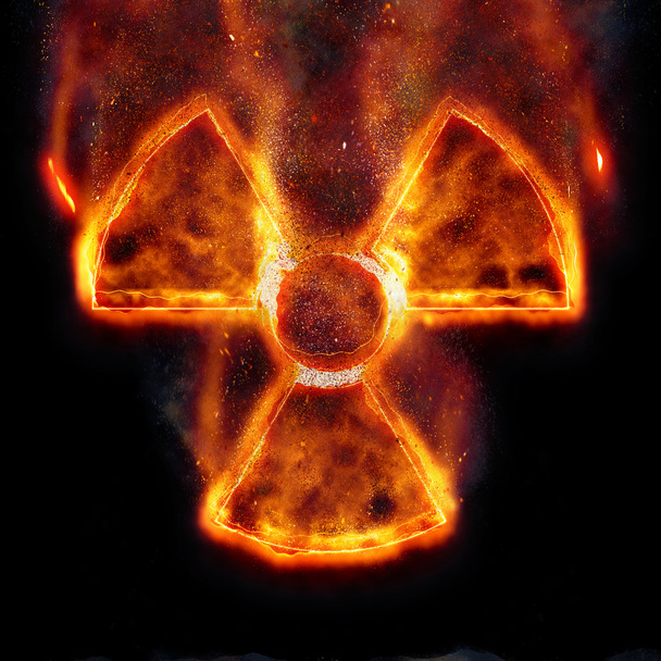 brandende straling gevaar teken - Foto, afbeelding