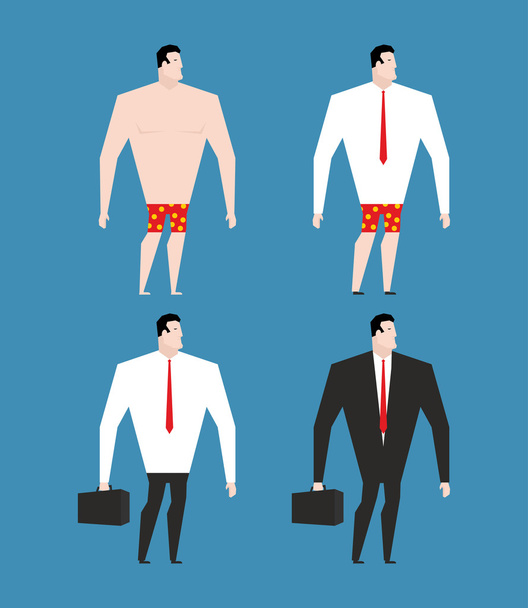 ビジネススーツとブリーフケースを着たビジネスマン服を着た男を設定する  - ベクター画像