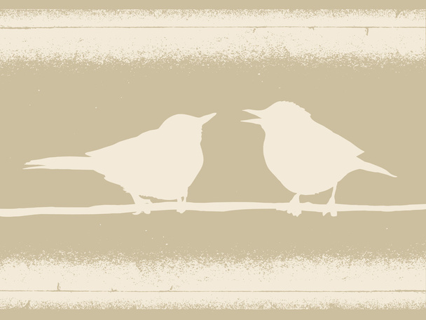 茶色の背景、ベクトル イラストに鳥シルエット - ベクター画像