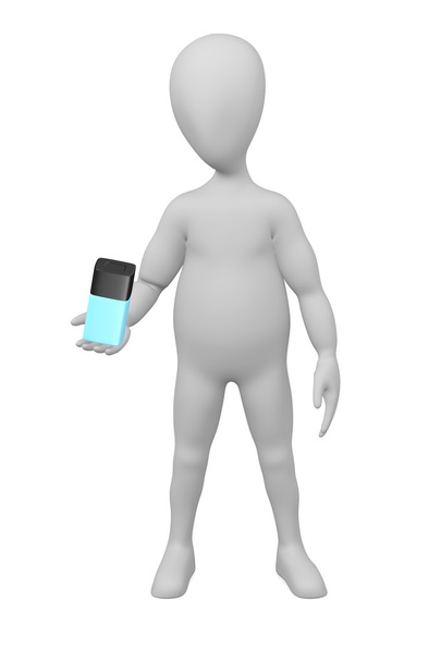 3d renderizado de personaje de dibujos animados con frasco pequeño
 - Foto, Imagen