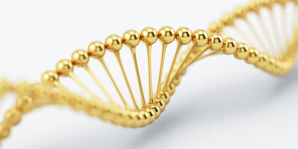 Μοντέλο Χρυσή δομή DNA με απαλή εστίαση - Φωτογραφία, εικόνα