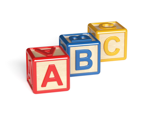 Bloques de madera colorida del alfabeto aisladas sobre fondo blanco - Foto, Imagen