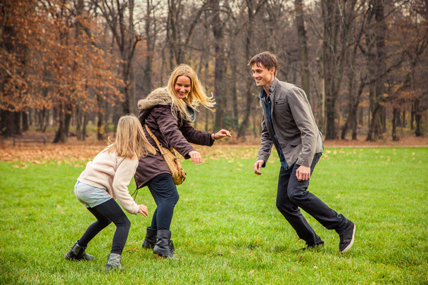 Rodzina bawić w parku - Zdjęcie, obraz