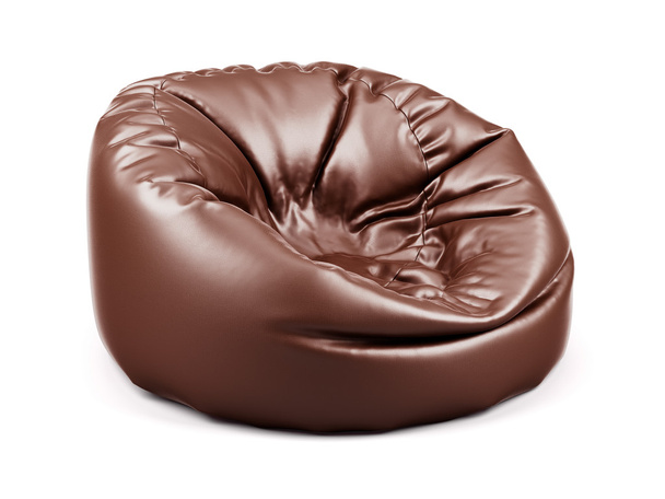 Hnědé kožené beanbag izolované - Fotografie, Obrázek