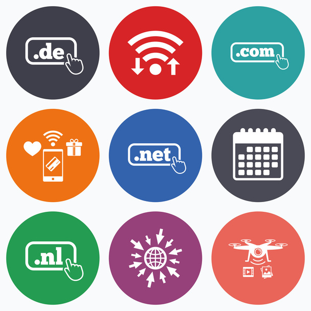 Top-level domains signs. De, Com, Net and Nl. - Vettoriali, immagini