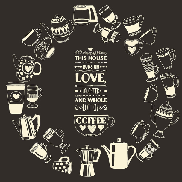 Big vector set with coffee icons - Vector, Image