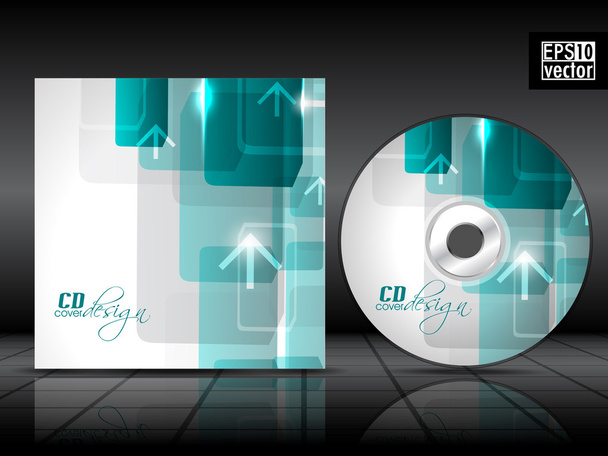 Vector CD cover in green color with upside arrow sign and space for your text. EPS 10. Vector illustration. - Vetor, Imagem