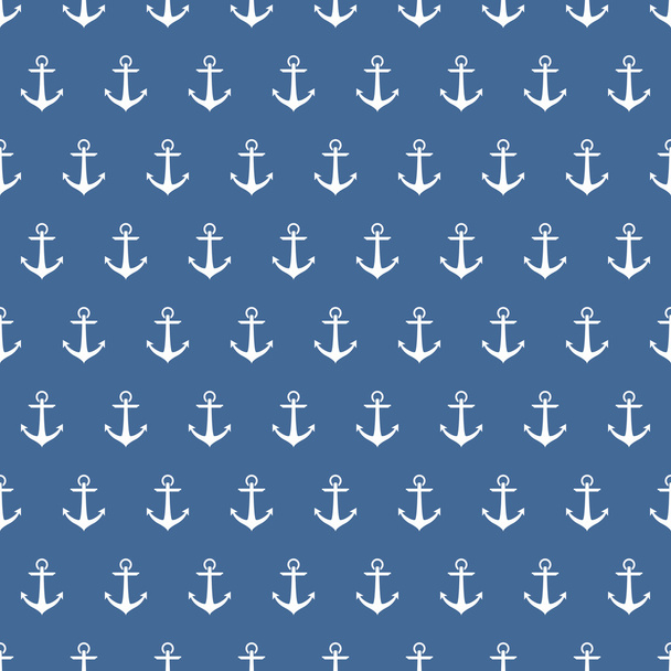 navy blue & white boat anchor pattern, seamless texture background - Wektor, obraz