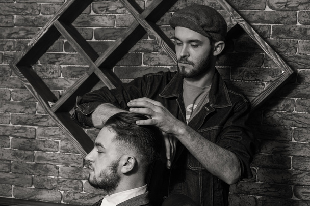 Haircut men Barbershop. Men's Hairdressers; barbers. - Photo, image