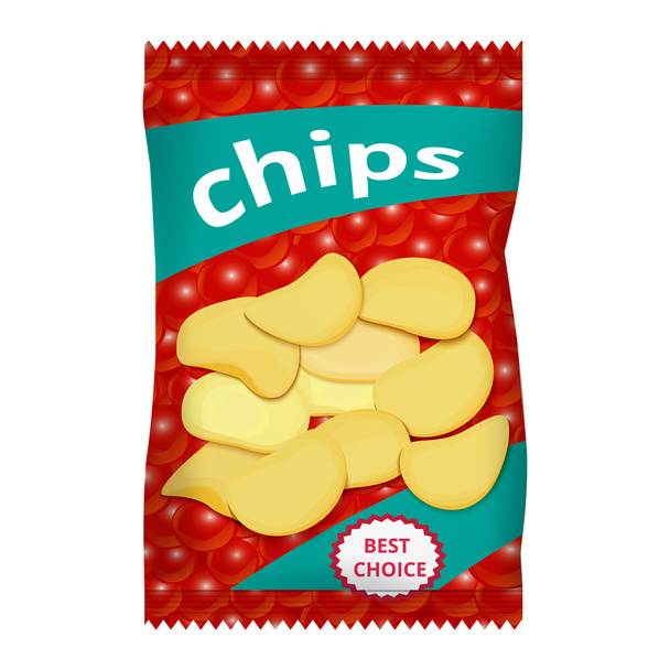 Chips mit rotem Kaviar, Verpackungsdesign - Vektor, Bild