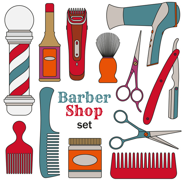 Barber shop icon set. Vector illustration. - Vector, Image