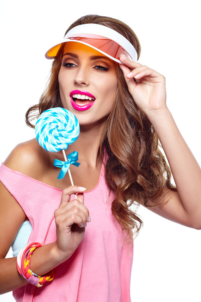 girl with big lollipop - Zdjęcie, obraz