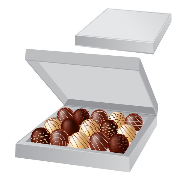 Açık kutu çikolata ile - Vektör, Görsel