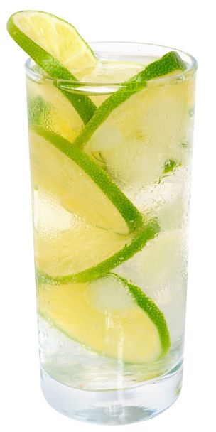Fresh cold lemonade from lime with ice close up - Fotoğraf, Görsel