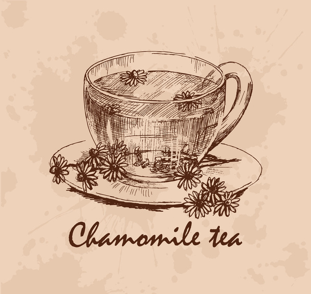 Чашка ромашкового чая
 - Вектор,изображение