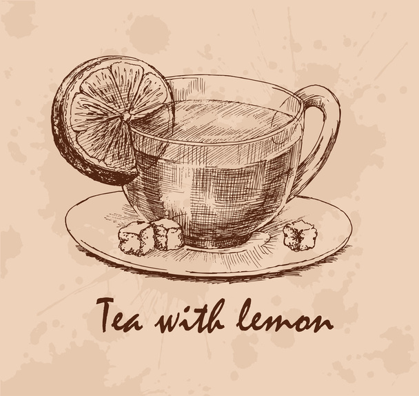 Tea with lemon - Vector, Image