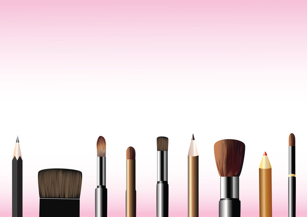 Cosmetic brushes and pencils - Vektor, Bild