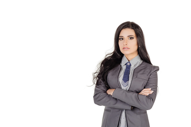 young business woman in gray suit isolated on white background. business concept - Φωτογραφία, εικόνα