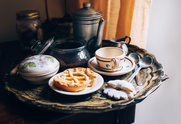 Morning coffee with vintage kitchen props - Fotografie, Obrázek