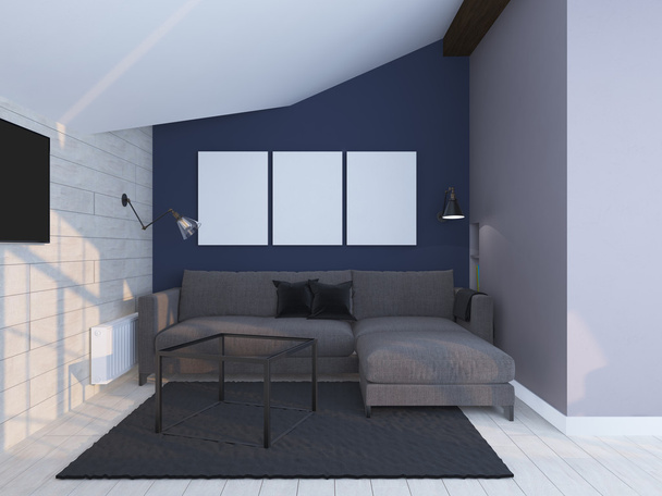 Light coloured modern interior. 3d render - Photo, Image
