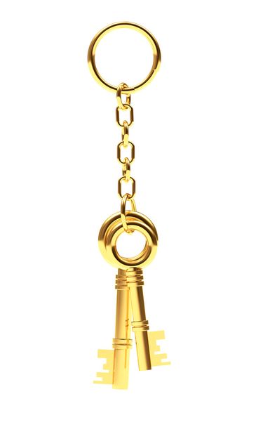 Deux clés dorées sur un porte-clés
  - Photo, image