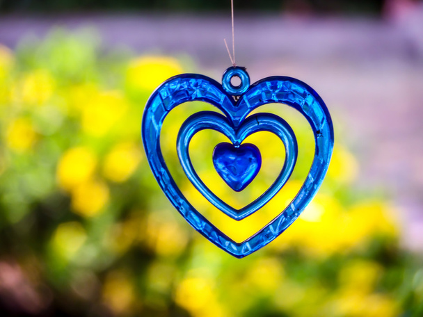 blaues Herz eine moblie Dekoration - Foto, Bild