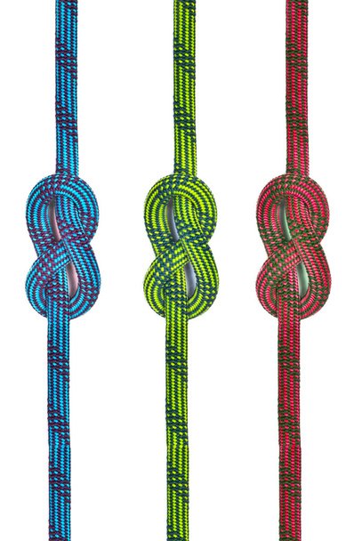 Rope for mountaineering. Grapevine knot. - Foto, Bild