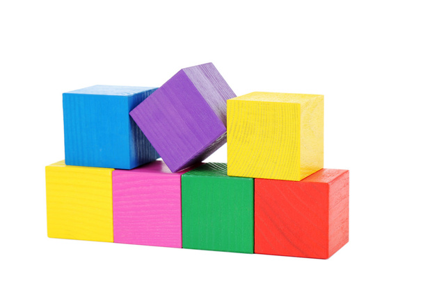 Colorful wooden toy cubes  - 写真・画像