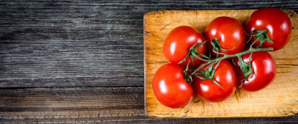 Fresh tomatoes on vine - Foto, afbeelding