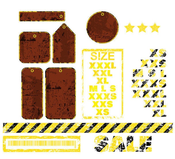 vector blank tags with different shapes in the form of rusty met - Vector, Image