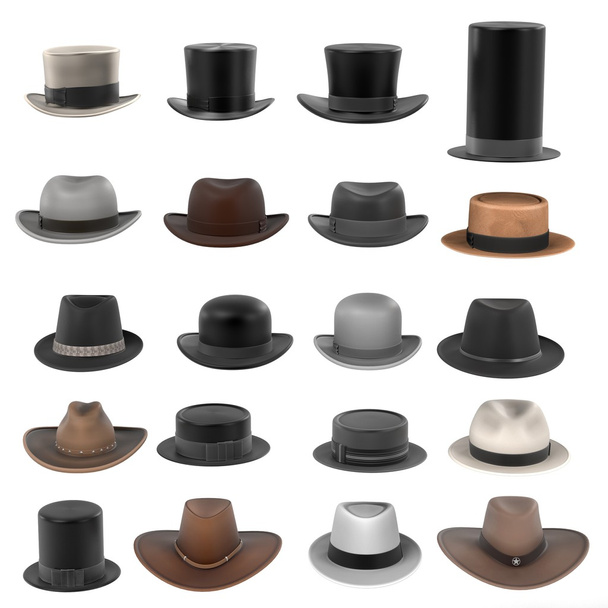 3d rendus de chapeaux masculins
 - Photo, image