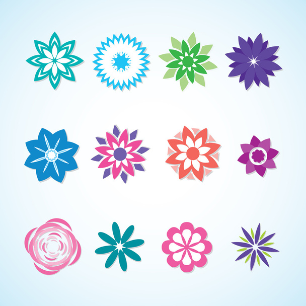 Set of multicolored flowers of different shapes. - Vektor, Bild