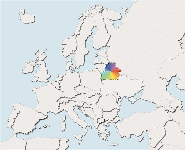 Mapa Europa branco e cor Bielorrússia
 - Foto, Imagem