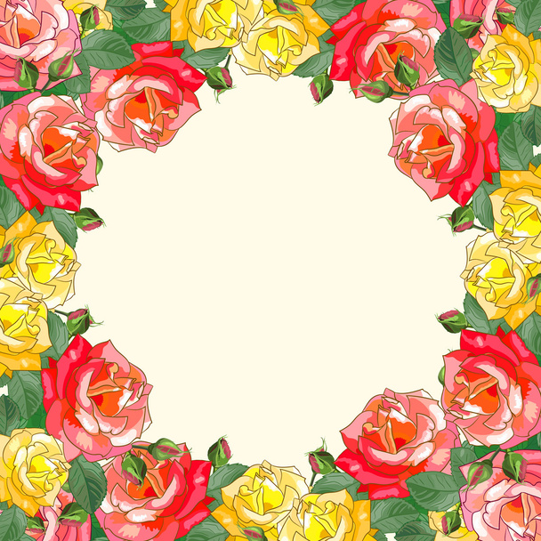Beautiful Frame of Roses - Vector, afbeelding