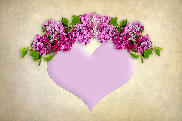 Arco de lila romántica sobre fondo de corazón de lavanda
 - Foto, Imagen