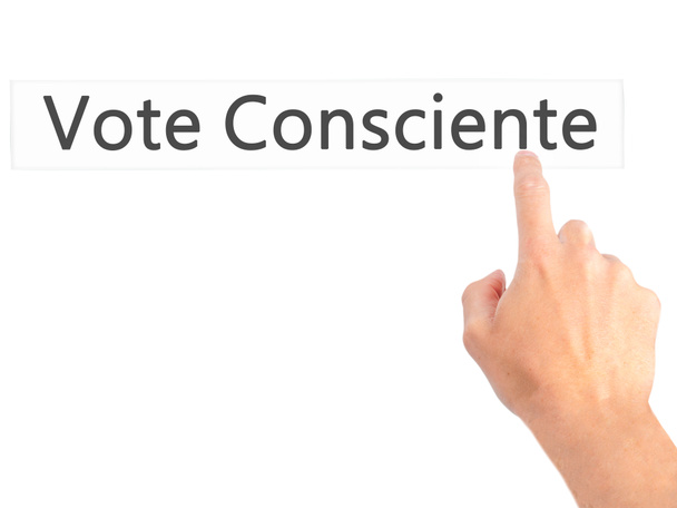 Consciente - 実業家手タッチ sc のボタンを押しての投票します。 - 写真・画像
