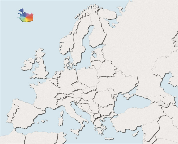 Mappa Europa bianco e colore Islanda
 - Foto, immagini