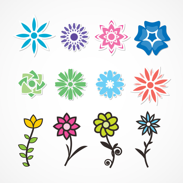 Multicolored flowers,original colored flowers for brushes. - Vector, Image
