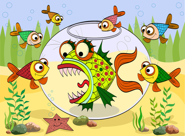 strašidelné ryby v akváriu - Vektor, obrázek