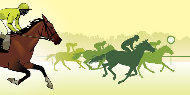 silhueta de corrida de cavalos, imagem de cor
 - Vetor, Imagem