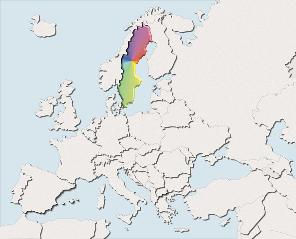 Mapa Europa blanco y color Suecia
 - Foto, imagen