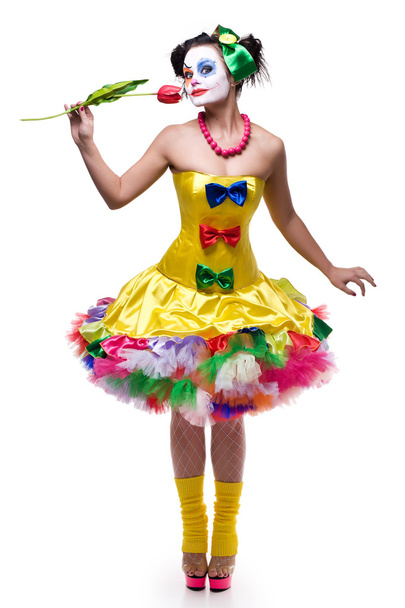 Proud Clown Displaying a Flower - Фото, изображение
