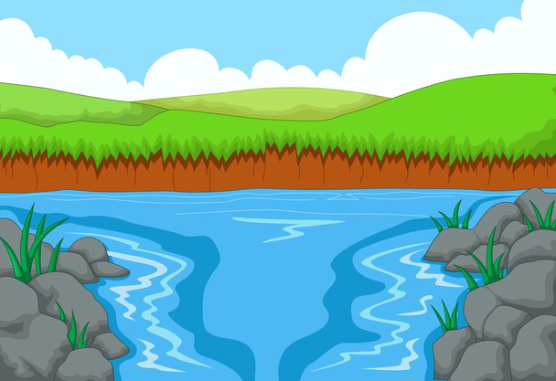 beauty river landscape background - Vector, Image