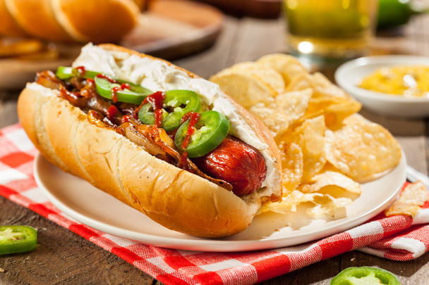 Homemade Seattle Style Hot Dog - Valokuva, kuva