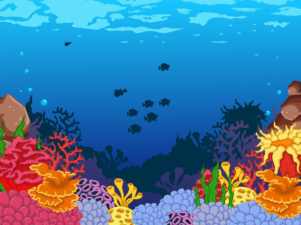 corales de belleza con vista submarina fondo
 - Vector, imagen