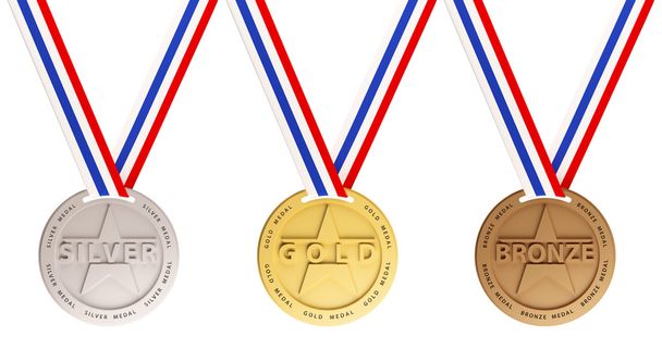 Médailles d'or, d'argent et de bronze - Photo, image