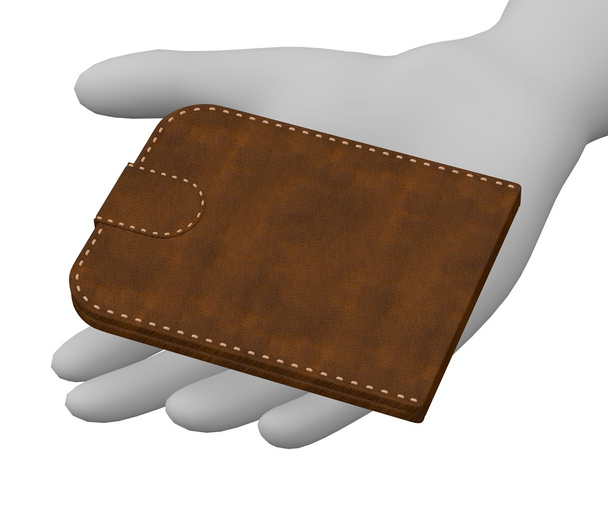 3d render of cartoon character with wallet - Foto, afbeelding